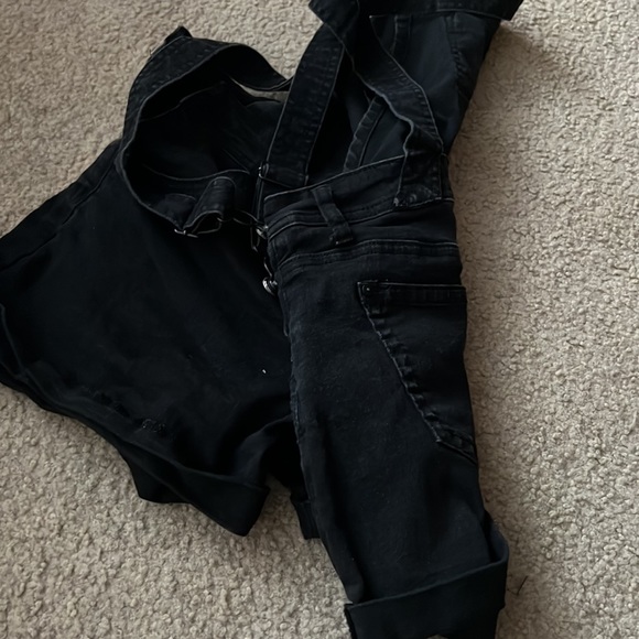Black jean short overalls - Picture 2 of 2
